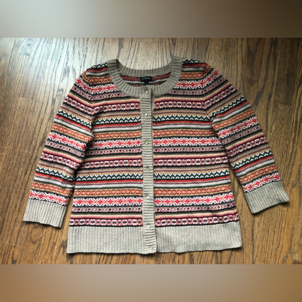 Talbots Fair Isle Cardigan Sweater